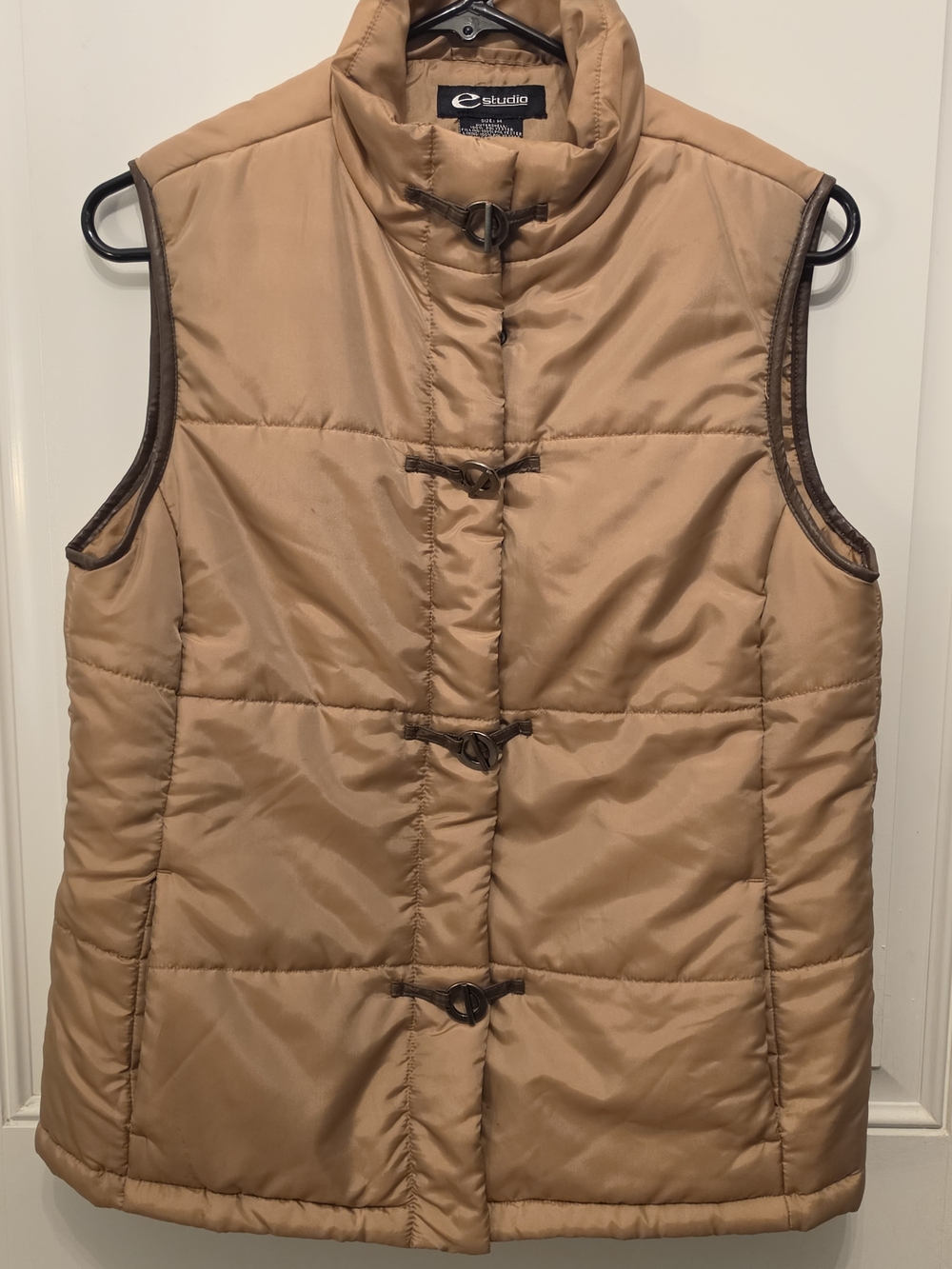 E Studio Tan Quilted Puffer Vest